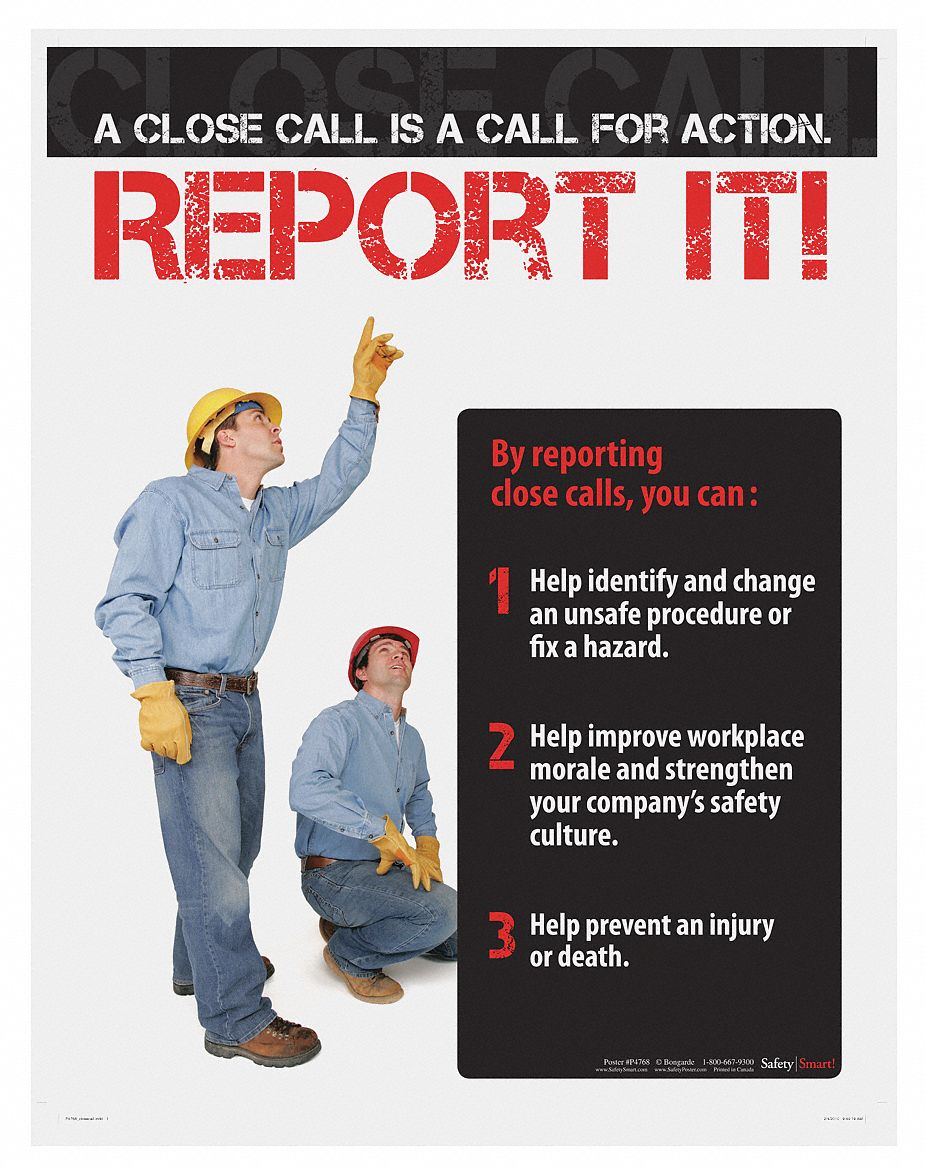 Safety Poster: 22 in x 17 in Nominal Sign Size, No Protective Coating, Write on Surface, English