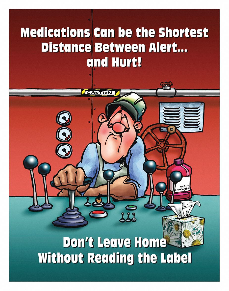 Safety Poster: 22 in x 17 in Nominal Sign Size, No Protective Coating, Write on Surface, English