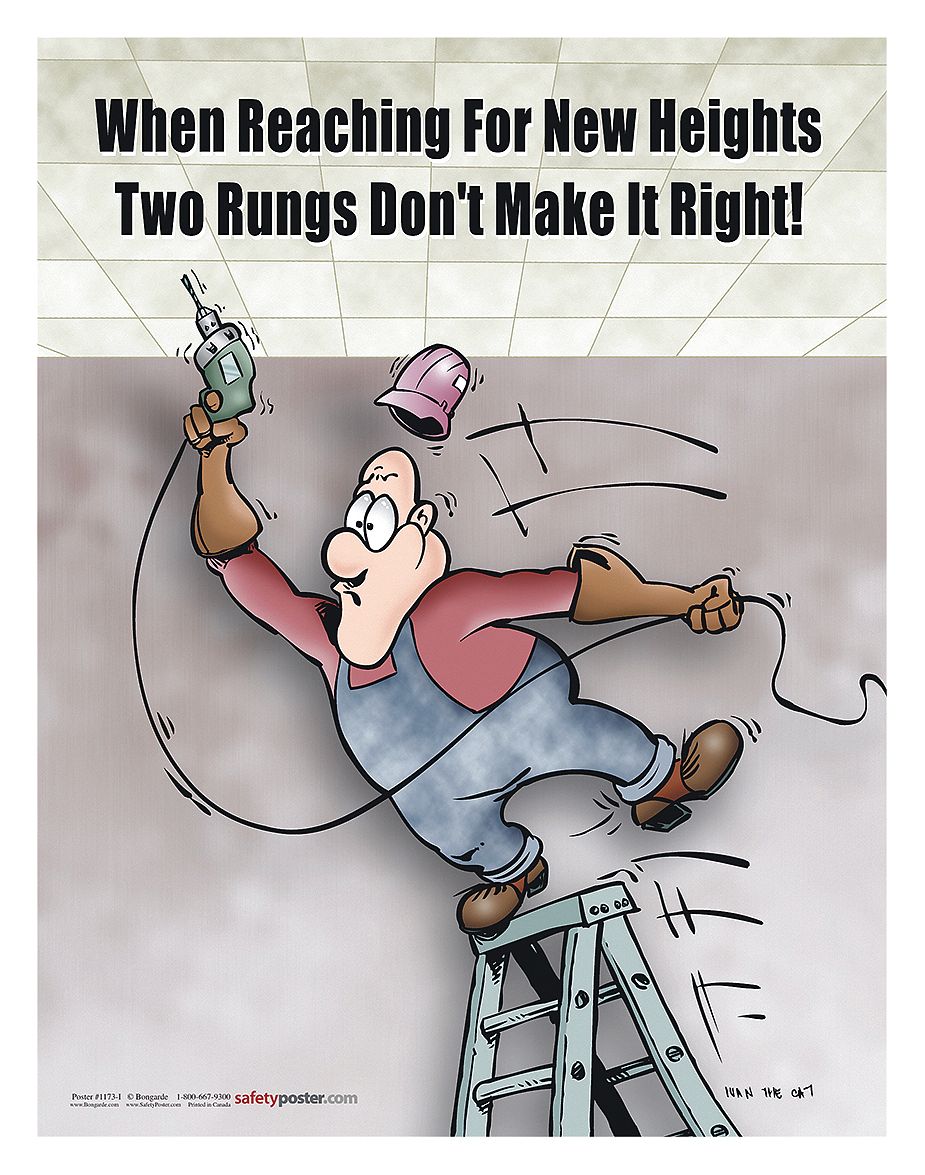 Safety Poster: 22 in x 17 in Nominal Sign Size, No Protective Coating, Write on Surface, English