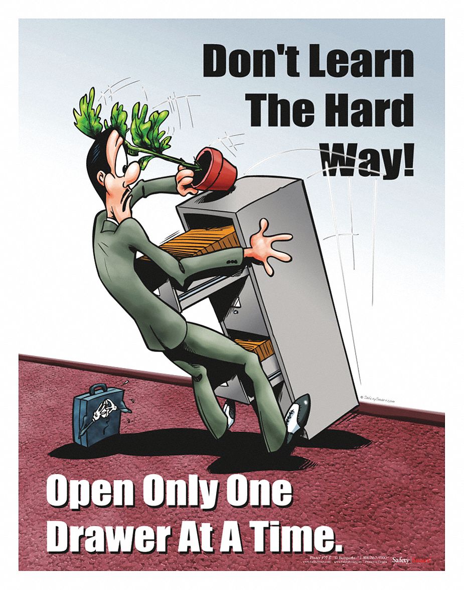 Safety Poster: 22 in x 17 in Nominal Sign Size, No Protective Coating, Write on Surface, English