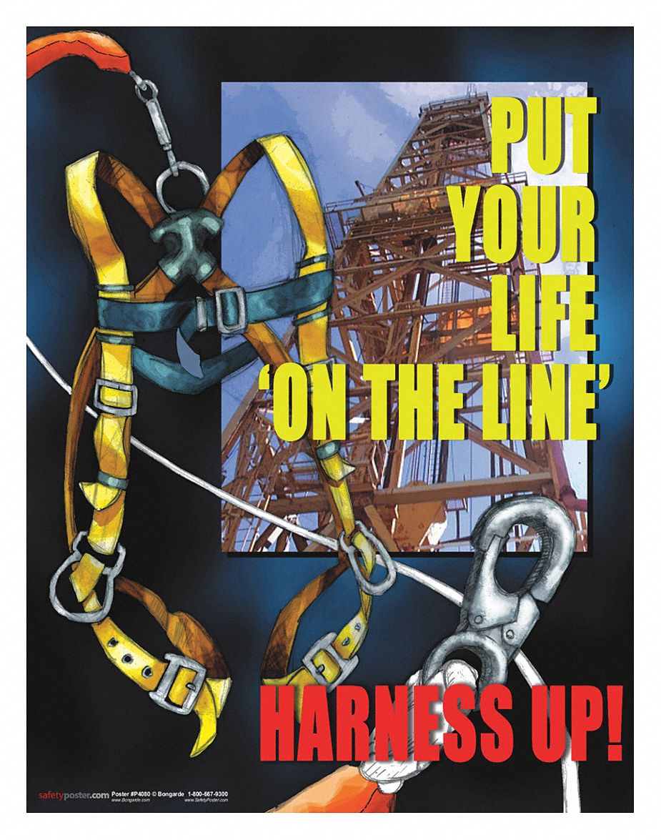 Safety Poster: 22 in x 17 in Nominal Sign Size, No Protective Coating, Write on Surface, English