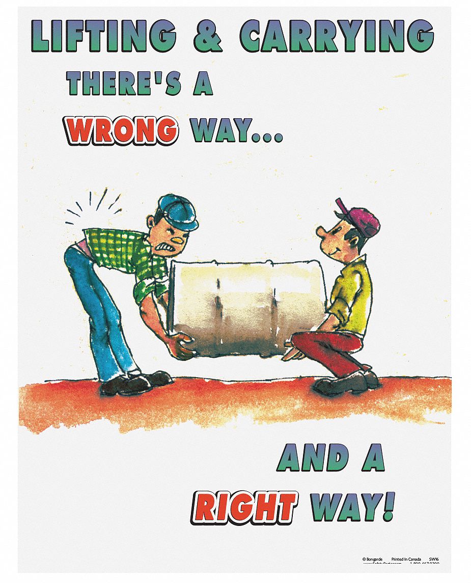 Safety Poster, Safety Banner Legend Lifting And Carrying Theres A Wrong Way And
