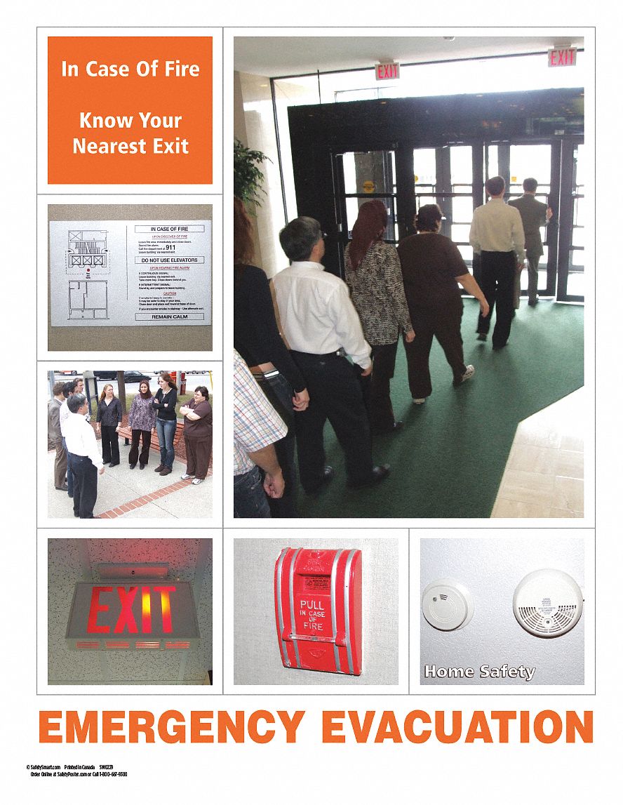 Safety Poster: 22 in x 17 in Nominal Sign Size, No Protective Coating, Write on Surface, English