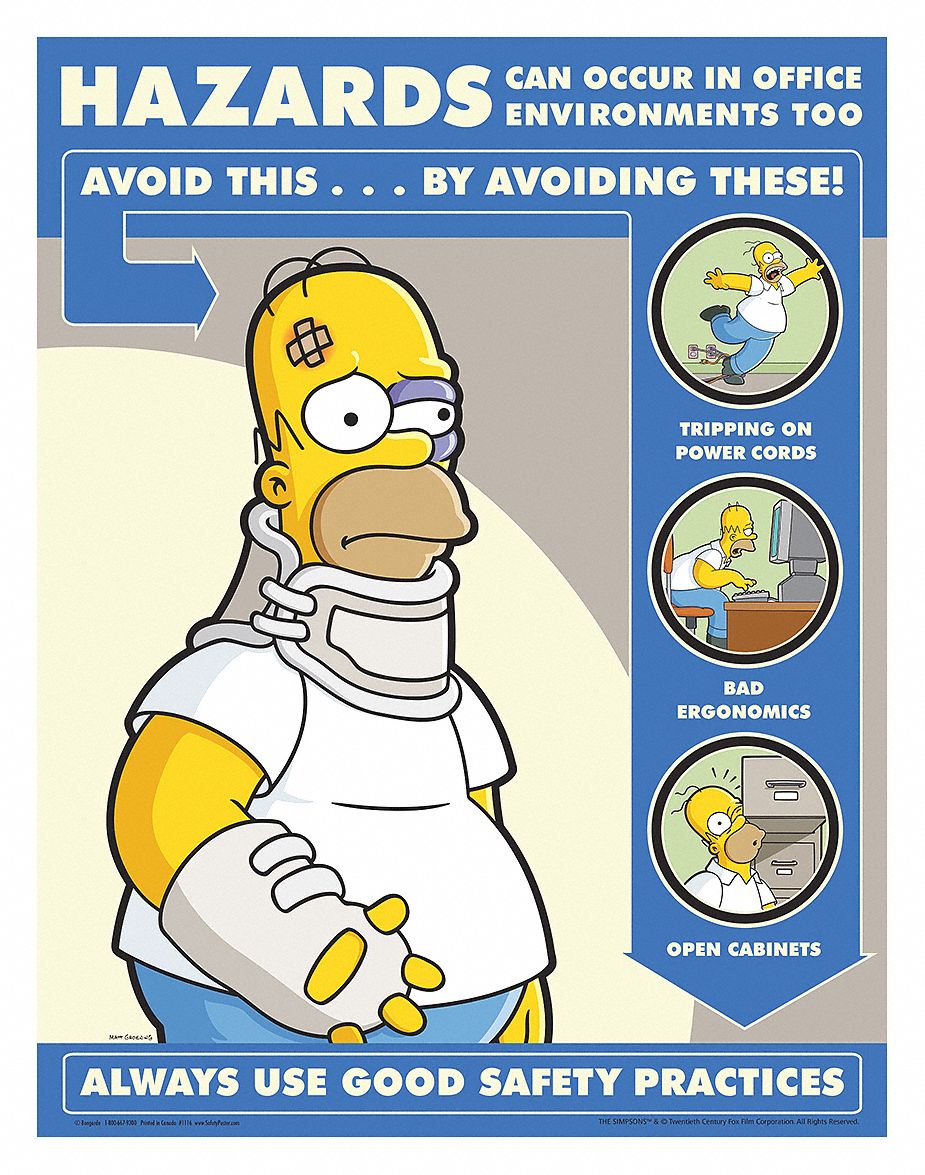 SAFETYPOSTER COM Simpsons Safety Poster Safety Banner Legend Hazards Can Occur In Office