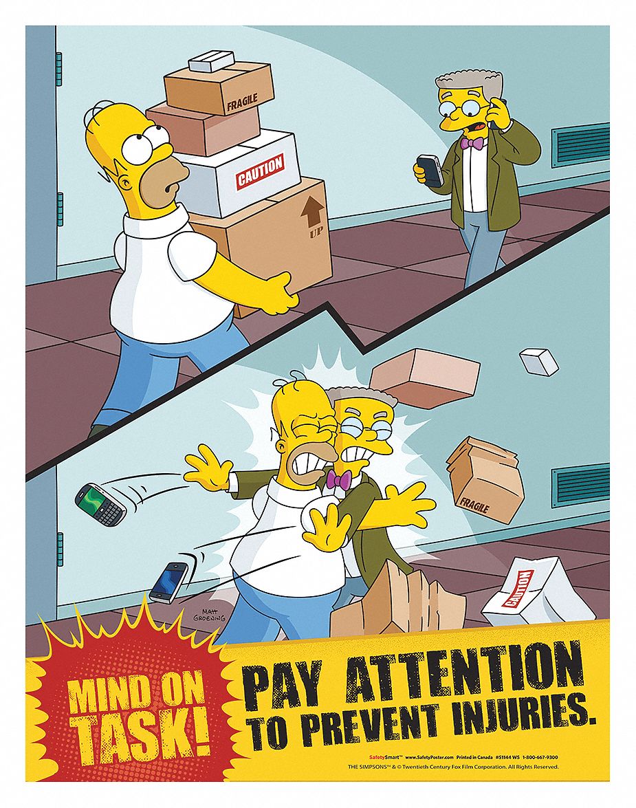 Safetyposter Com Simpsons Safety Poster Safety Banner Legend Mind On Task Pay Attention To