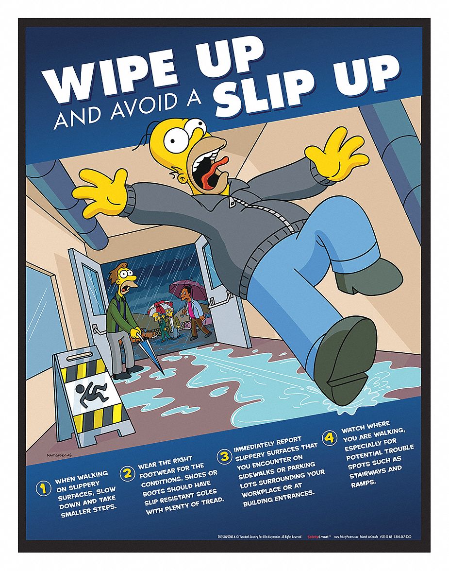 SAFETYPOSTER COM Simpsons Safety Poster Safety Banner Legend Wipe Up And Avoid A Slip Up In