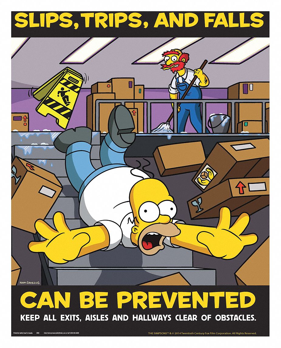 Safetyposter Com Simpsons Safety Poster Safety Banner Legend Slips Trips Falls Can Be