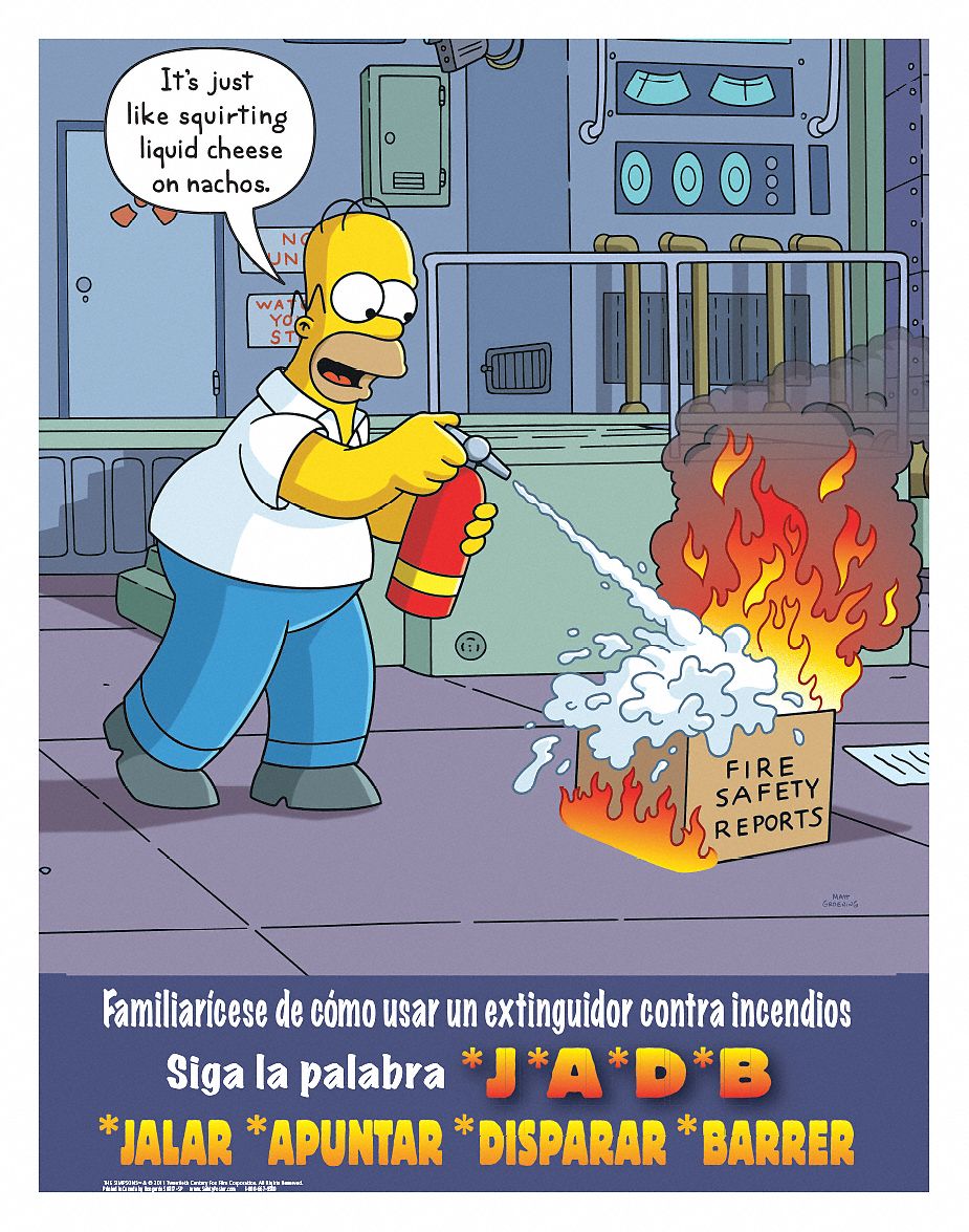 SAFETYPOSTER.COM Simpsons Safety Poster, Spanish, 17 in x 22 in, 1 EA ...