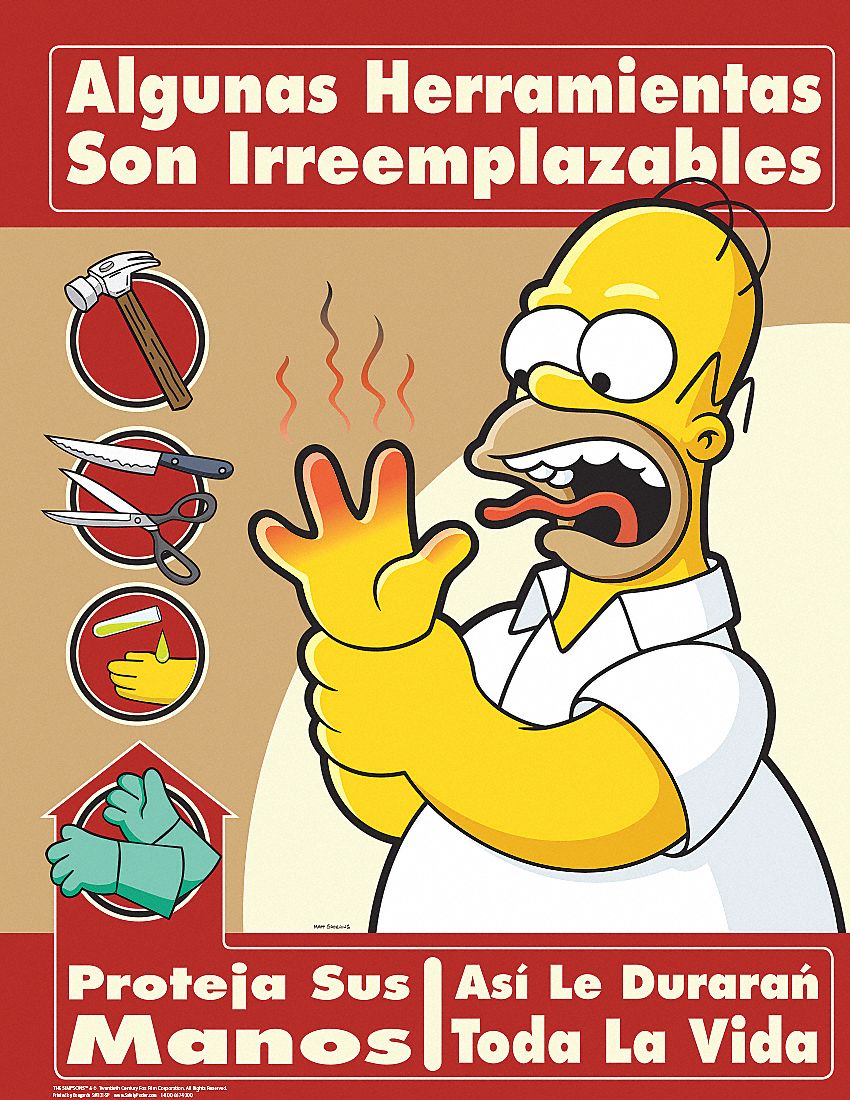 Use The Right Ppe For The Job Spanish Simpsons Safety Poster Safety