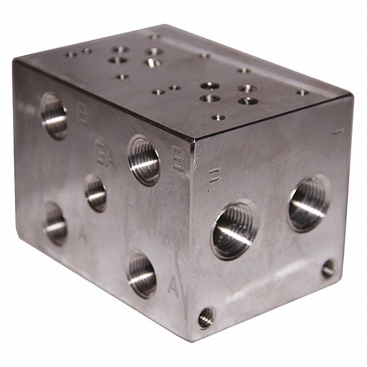 Manifold: 2 Stations, D03 NFPA Size, 1/2 in NPT Port Size, 3,000 psi Max. Pressure, Aluminum