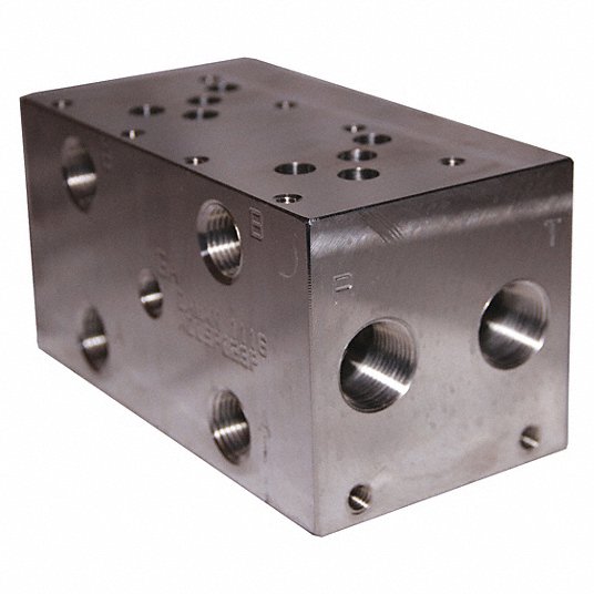 Manifold: 2 Stations, D05 NFPA Size, 3/4 in NPT Port Size, 3,000 psi Max. Pressure, Aluminum