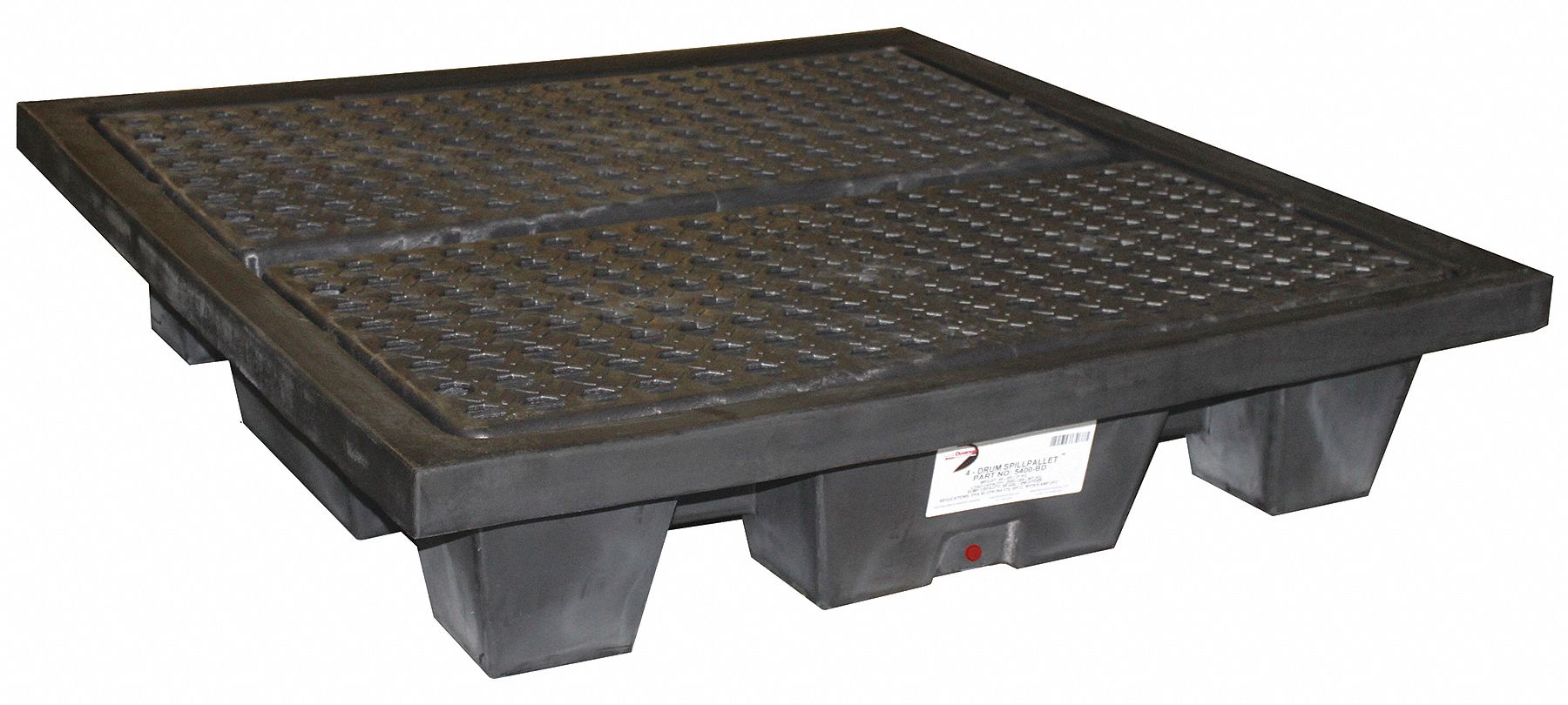 DRUM SPILL CONTAINMENT PALLET, FOR 4 DRUMS, 66 GALLON CAPACITY, BLACK