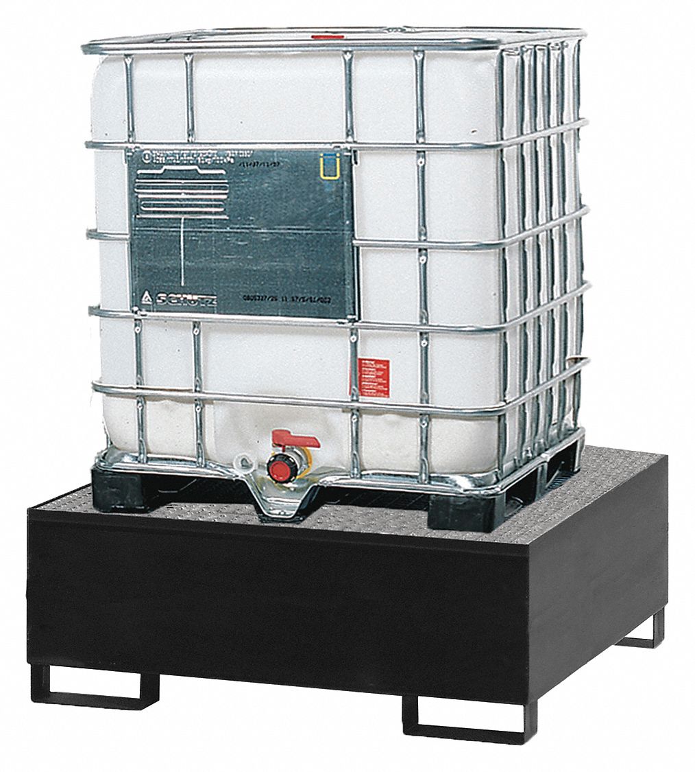 IBC SPILL PALLET, FOR 1 IBC, 60 X 53 X 33 IN, STEEL, BLACK
