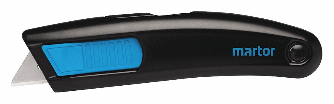 SAFETY KNIFE,6-1/4 IN.,BLACK/BLUE