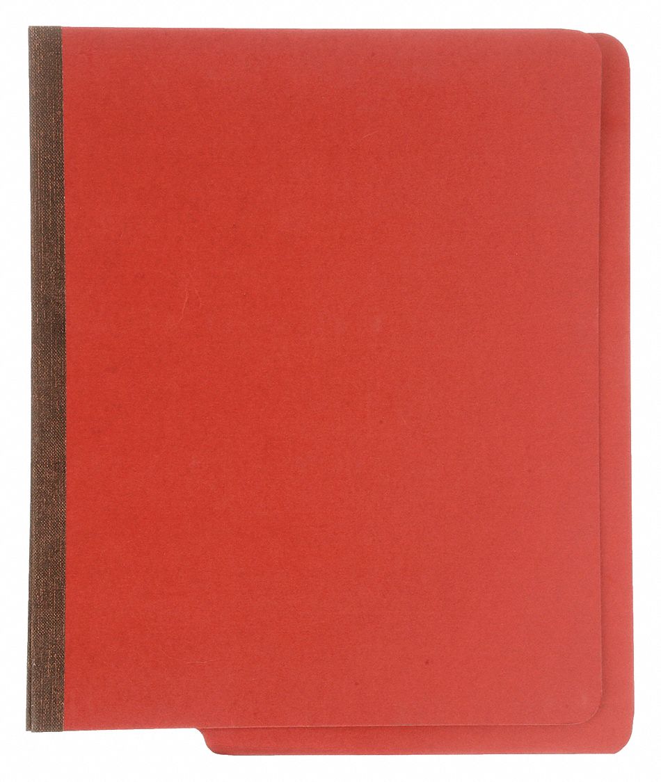 File Folders: 8 1/2 in Ht, 11 in Wd, Red, 25 pt. Pressboard, Top Tab Location, 10 PK