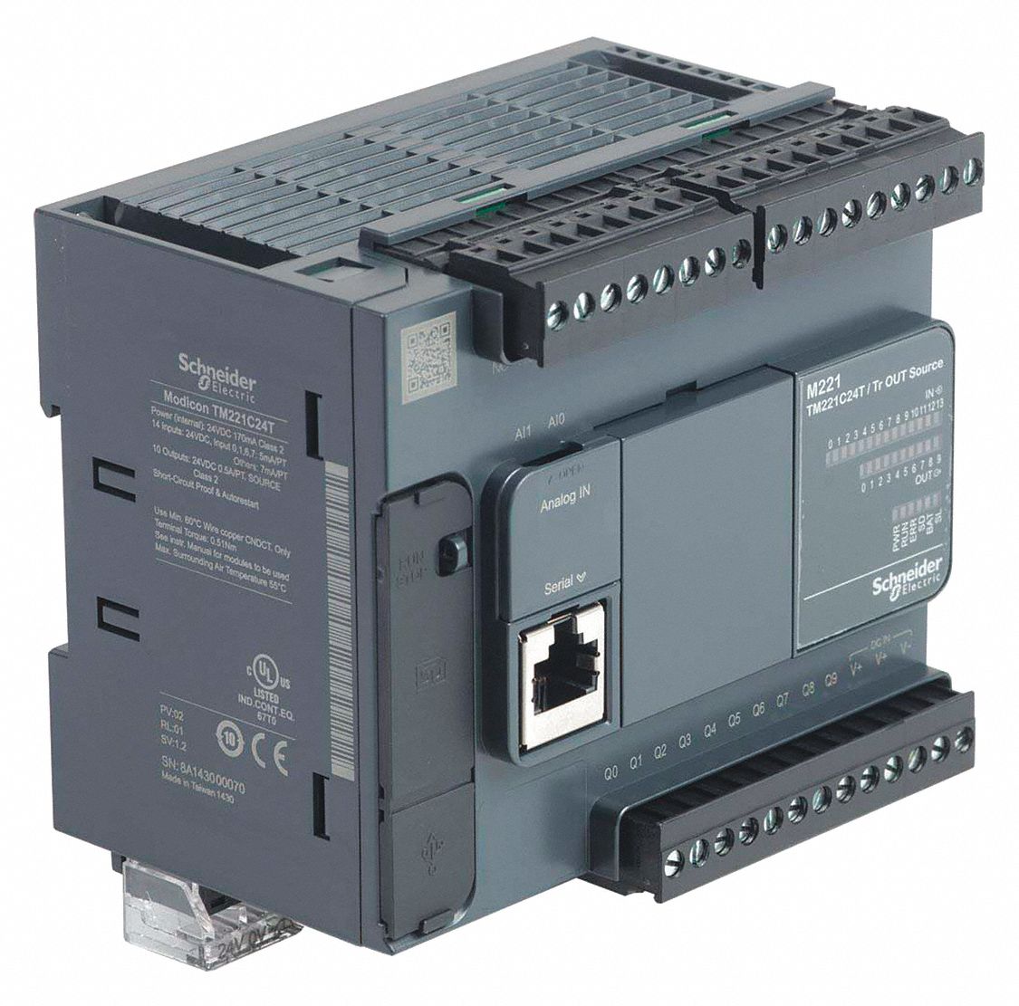 SCHNEIDER ELECTRIC, 24V AC/DC, 2 A Amps, Controller 35LX36TM221C24T