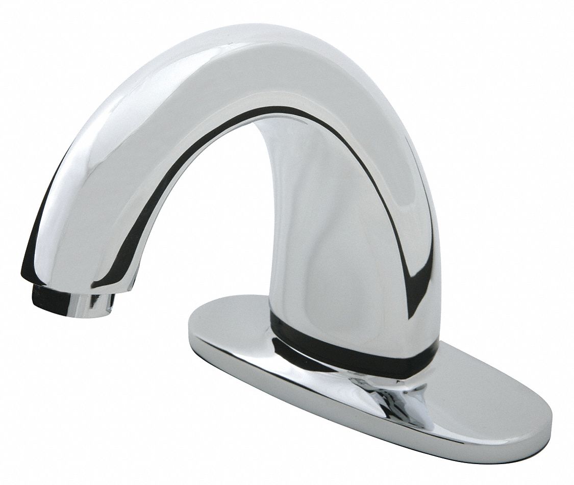 RUBBERMAID COMMERCIAL PRODUCTS Chrome, Low Arc, Bathroom Sink Faucet