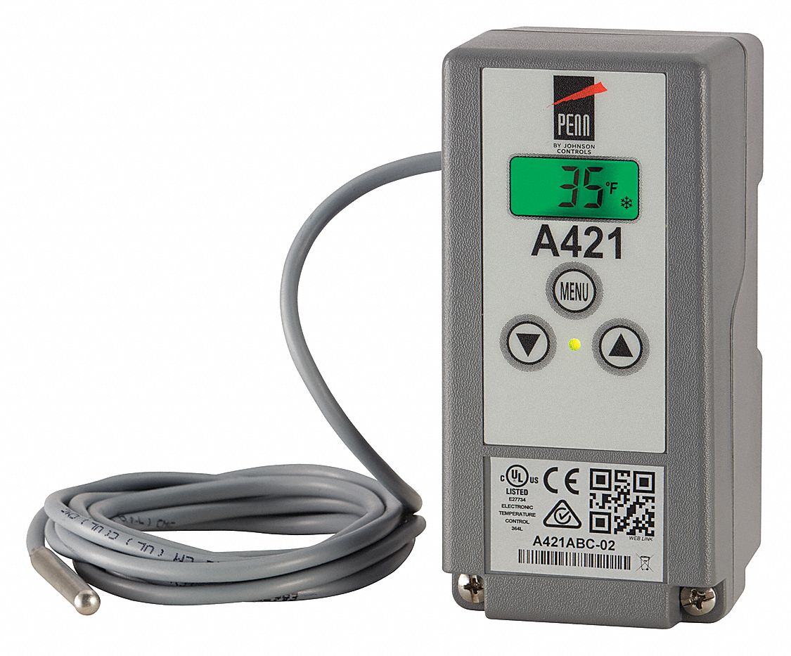 Electronic Temperature Control: SPDT, -40° to 212°F, 1 Relay Inputs, 1 Relay Outputs, 120/240V AC