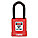 LOCKOUT PADLOCK, KEYED DIFFERENT, PLASTIC-COVERED ALUMINUM, STANDARD BODY, STEEL, RED