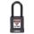 LOCKOUT PADLOCK, KEYED DIFFERENT, PLASTIC-COVERED ALUMINUM, STANDARD BODY, STEEL, BLACK