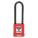 LOCKOUT PADLOCK, KEYED DIFFERENT, PLASTIC-COVERED ALUMINUM, STANDARD BODY, STEEL, EXTENDED, RED