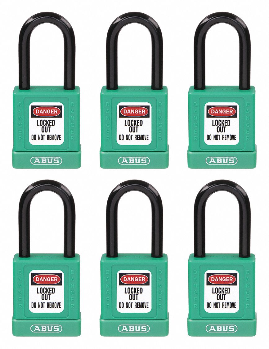 Lockout Padlock, KA, Green, 1-3/4"H, PK6