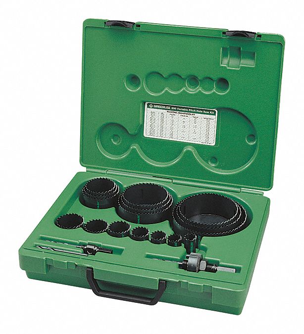 HOLE SAW KIT, 20 PIECES, ¾ IN TO 4¾ IN SAW SIZE RANGE, 1⅝ IN MAX CUTTING DEPTH