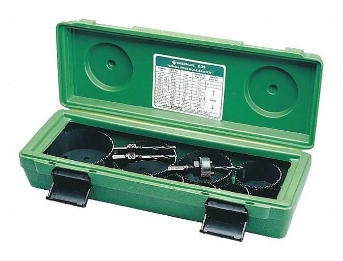 HOLE SAW KIT, 14 PIECES, ⅞ IN TO 4½ IN SAW SIZE RANGE, 1⅝ IN MAX CUTTING DEPTH