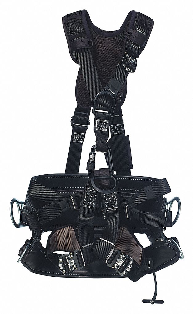 UTILITY TOWER-CLIMBING HARNESS, D28, CSA, 420 LBS, SIZE XL, ALUMINUM/FR NYLON