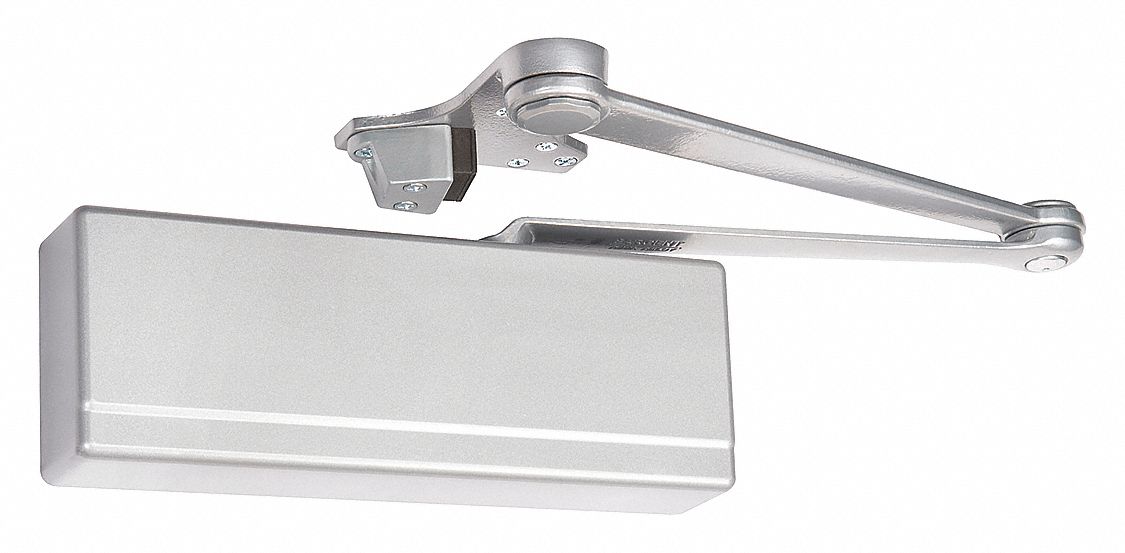 Door Closer: Parallel Mounting Type, Grade 1 - Heavy Duty, Aluminum, 11 13/16 in Lg