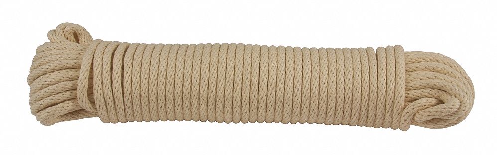 GENERAL PURPOSE UTILITY ROPE, BRAID, ¼ IN DIAMETER, 150 LB WORKING LOAD LIMIT, COTTON