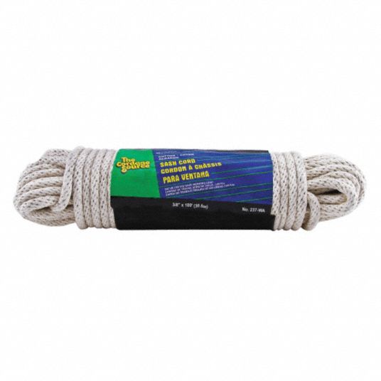 Solid Braid Construction Cotton Sash Cord - 3/16 inch x 100 Feet - Durable Cordage