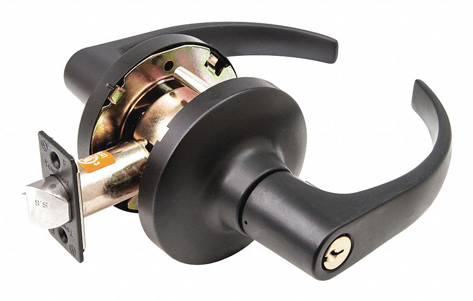 Door Lockset: Office Lever Locksets, Bronze, ADA Compliant