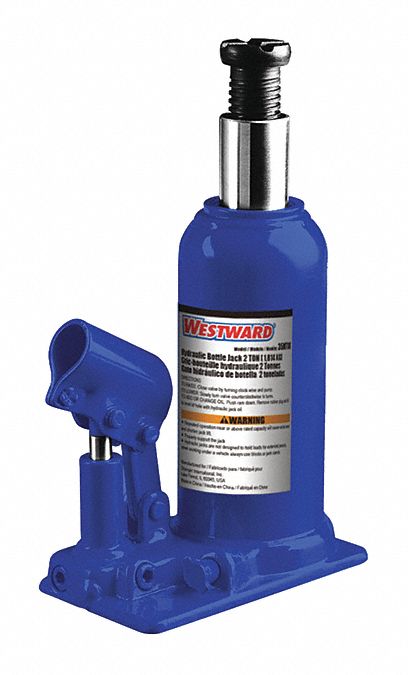 HIGH-CLEARANCE BOTTLE JACK, STEEL, MANUAL HANDLE, MECHANICAL, 7⅞ IN MIN H, 5 TON CAPACITY