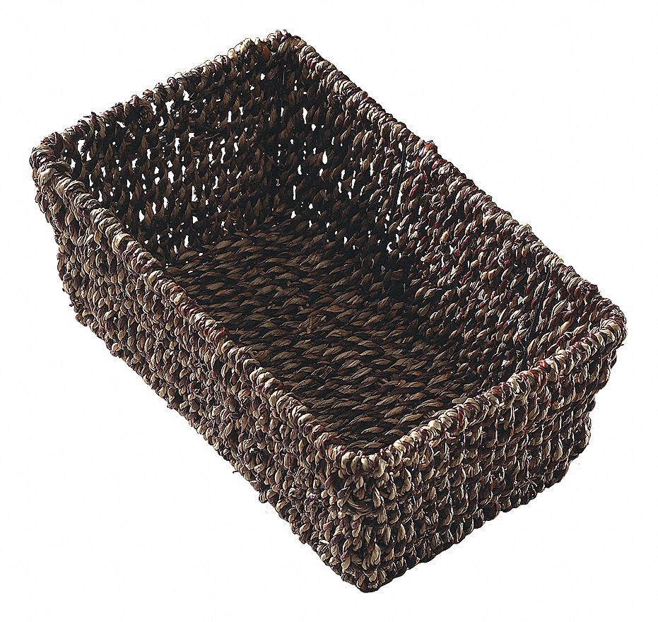 Guest Towel Basket: 6 7/64 in x 10 in x 4 21/64 in, Brown, Seagrass, Rectangular