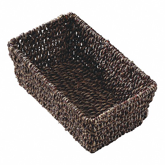 Guest Towel Basket: 6 7/64 in x 10 in x 4 21/64 in, Brown, Seagrass, Rectangular
