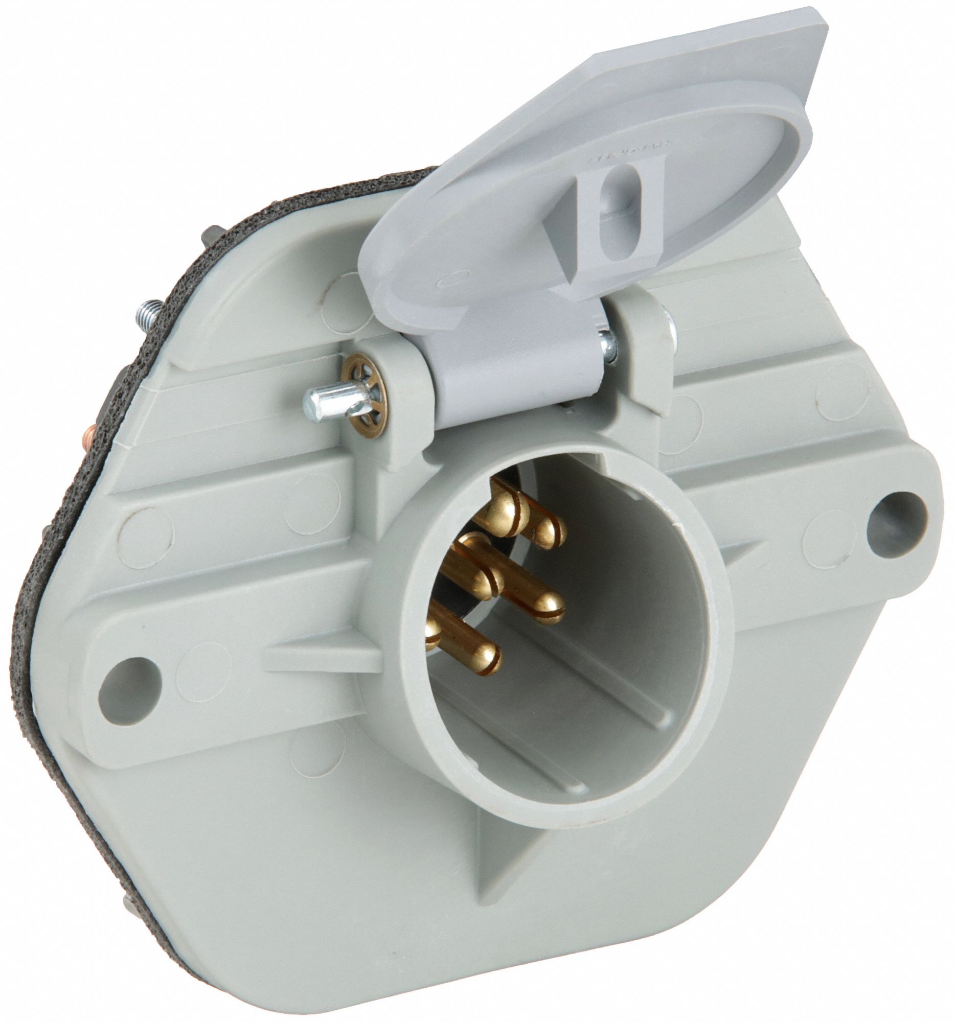 Socket: 7-Way, No. 8 Ring Terminals, 30 A Circuit Breaker/Adhesive-Backed Mounting Gasket