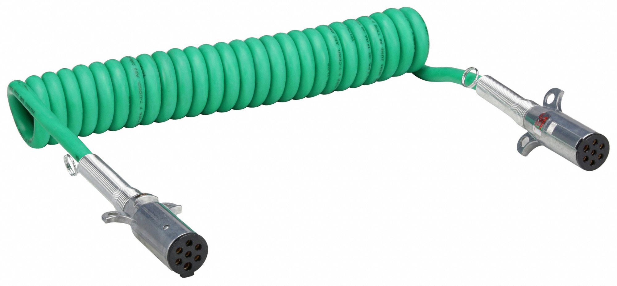 Cord: 7-Way, Plastic, 0 ga_6 ga_8 ga Wire Gauge, Dolly ABS/Vehicle and Trailer, Spring Guard