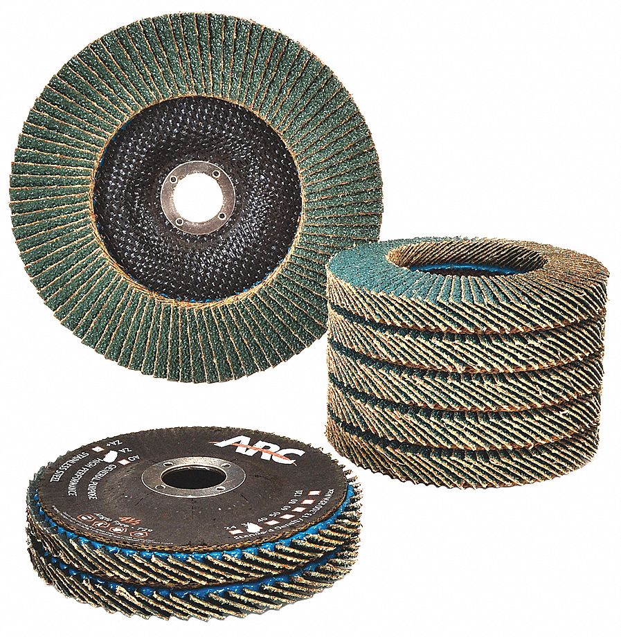 Flap Disc: Type 27, 4-1/2" x 7/8", Zirconia Alumina, 36 Grit, Fiberglass Bk