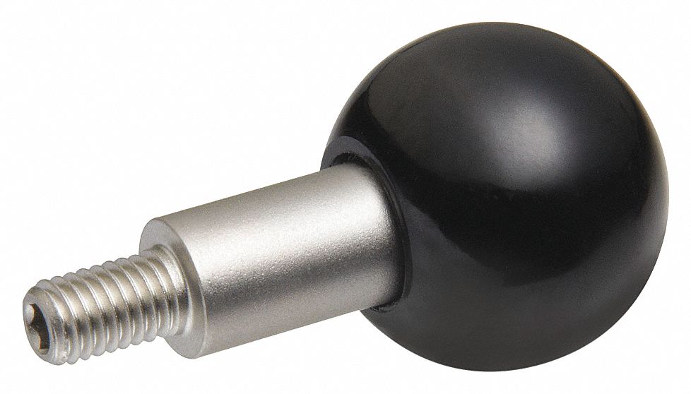 BALL KNOB, REVOLVING, BLACK, M6 X 1, STAINLESS STEEL