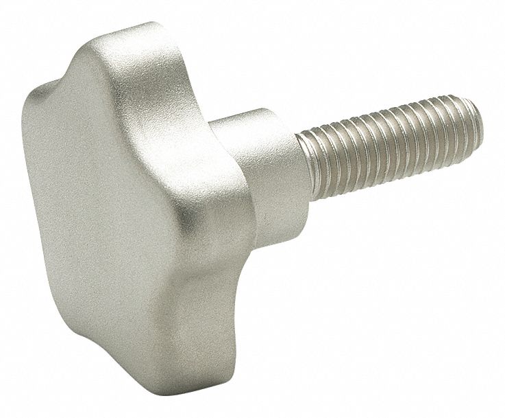 HAND KNOB,STAR HANDLE/THREADED STUD, 5/16"-18 THREAD,1.57 IN THREAD L,2.36 IN HANDLE DIA,SS