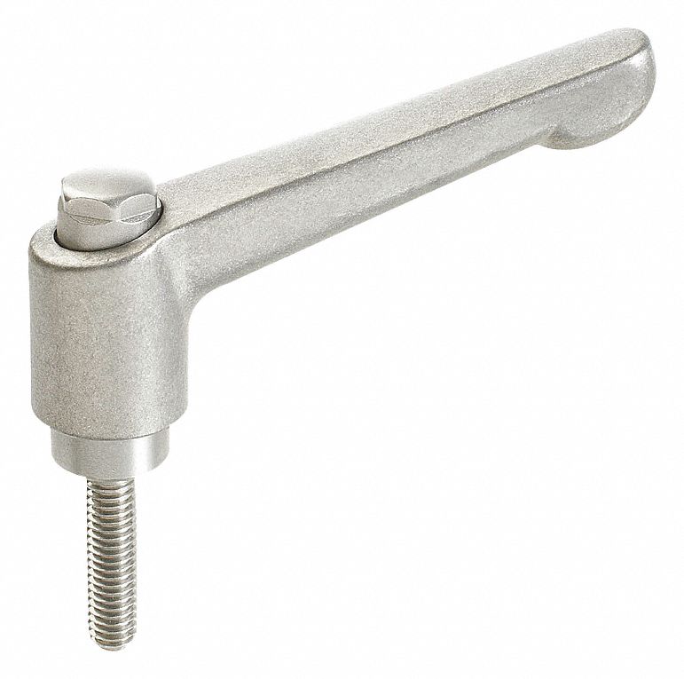 ADJUSTABLE LEVER,THREADED STUD/EXTERNAL HEX,3/8-16" THREAD,0.79 IN THREAD L,2.48 IN LEVER L,SS