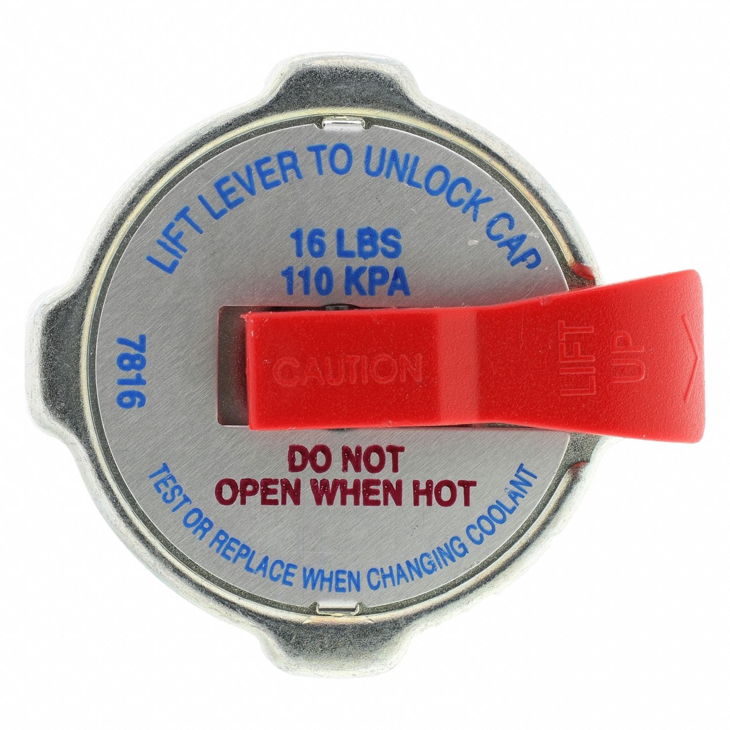 Safety Radiator Cap: Cam-On, 14 to 18 lb, 16 psi, A Size Neck