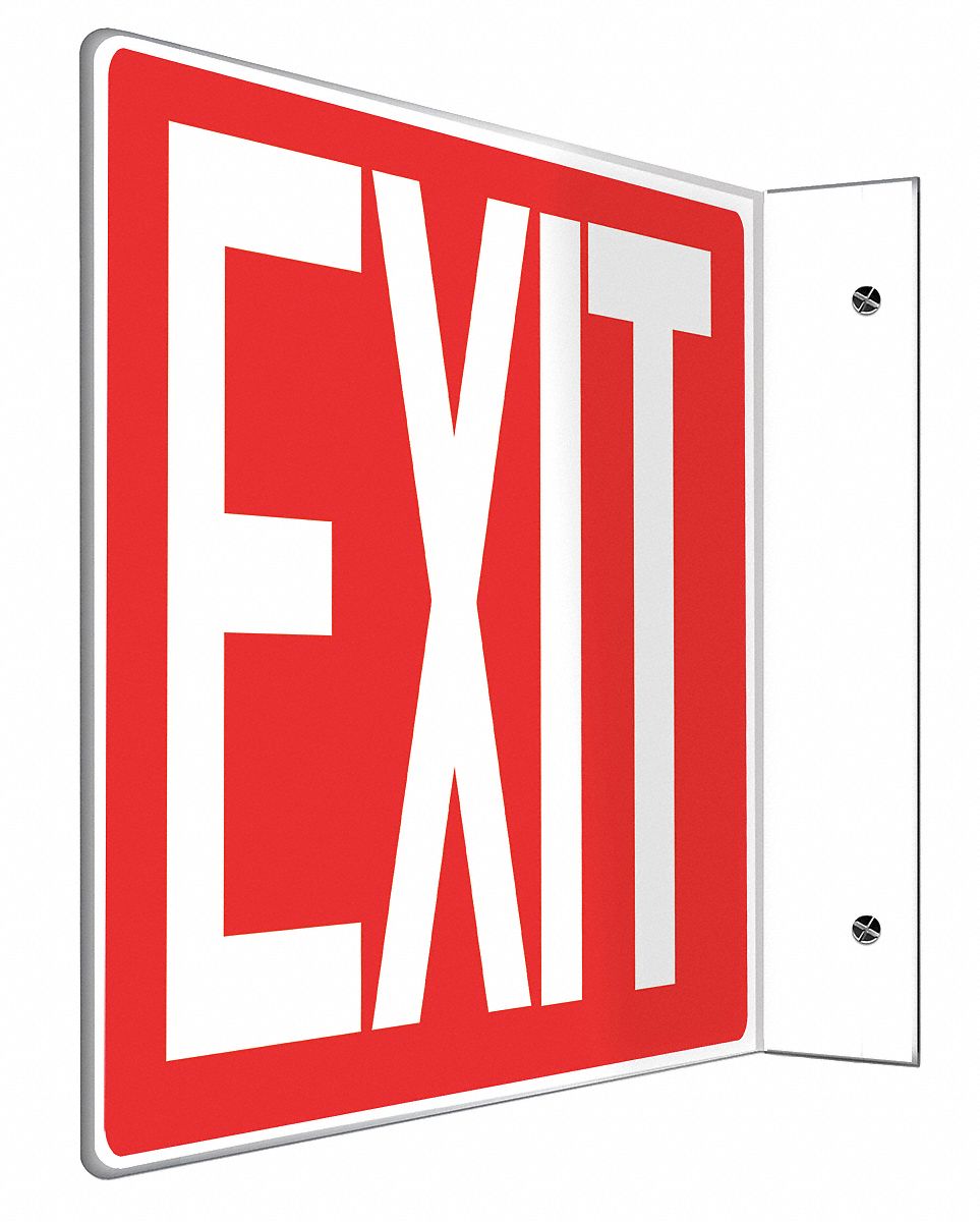 L-SHAPE PROJECTION SIGN, PLASTIC, 12 IN WIDTH, 8 IN HEIGHT, DOUBLE-SIDED, WHITE/RED