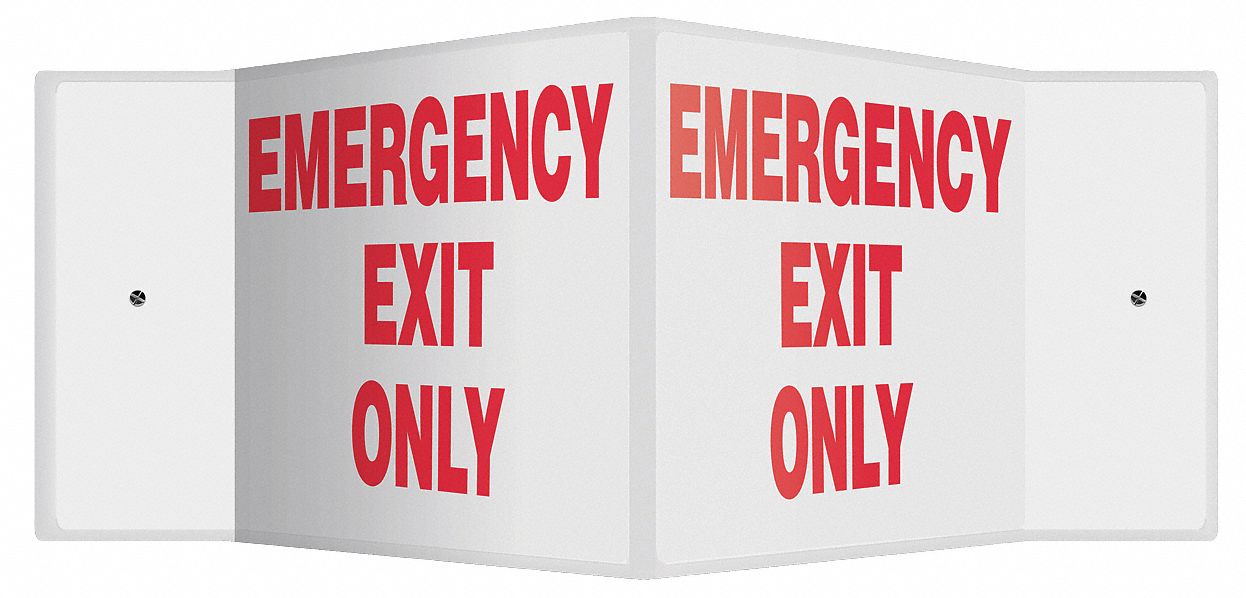 Sign,Emergency Exit Only,8x18,Red/White