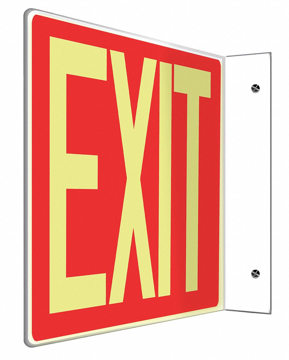 L-SHAPE PROJECTION SIGN, PLASTIC, 12 IN WIDTH, 8 IN HEIGHT, DOUBLE-SIDED, WHITE/RED