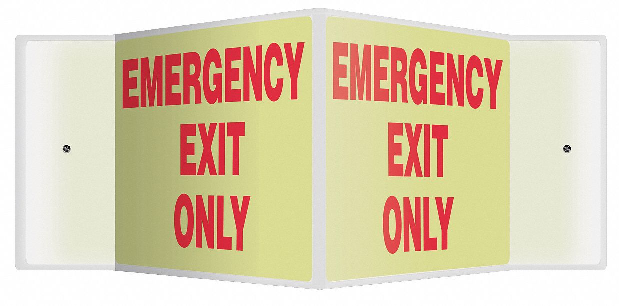 Emergency Exit Only Sign,8x12,Red/Yellow