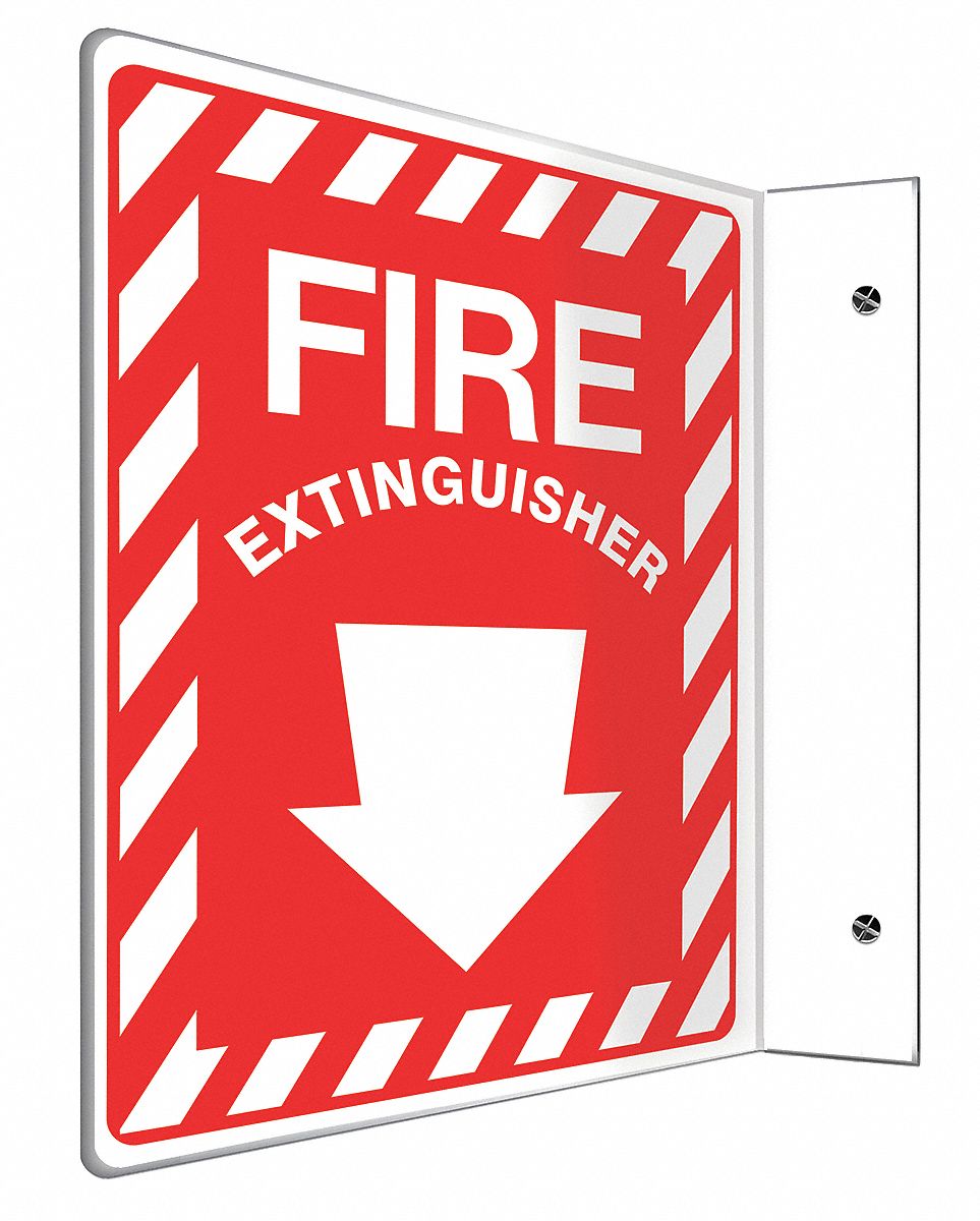 FIRE EQUIPMENT SIGN, NO HEADER, PLASTIC, 12 IN X 9 IN, WITH MOUNTING HOLES, L-SHAPED, NOT RETROREFLECTIVE