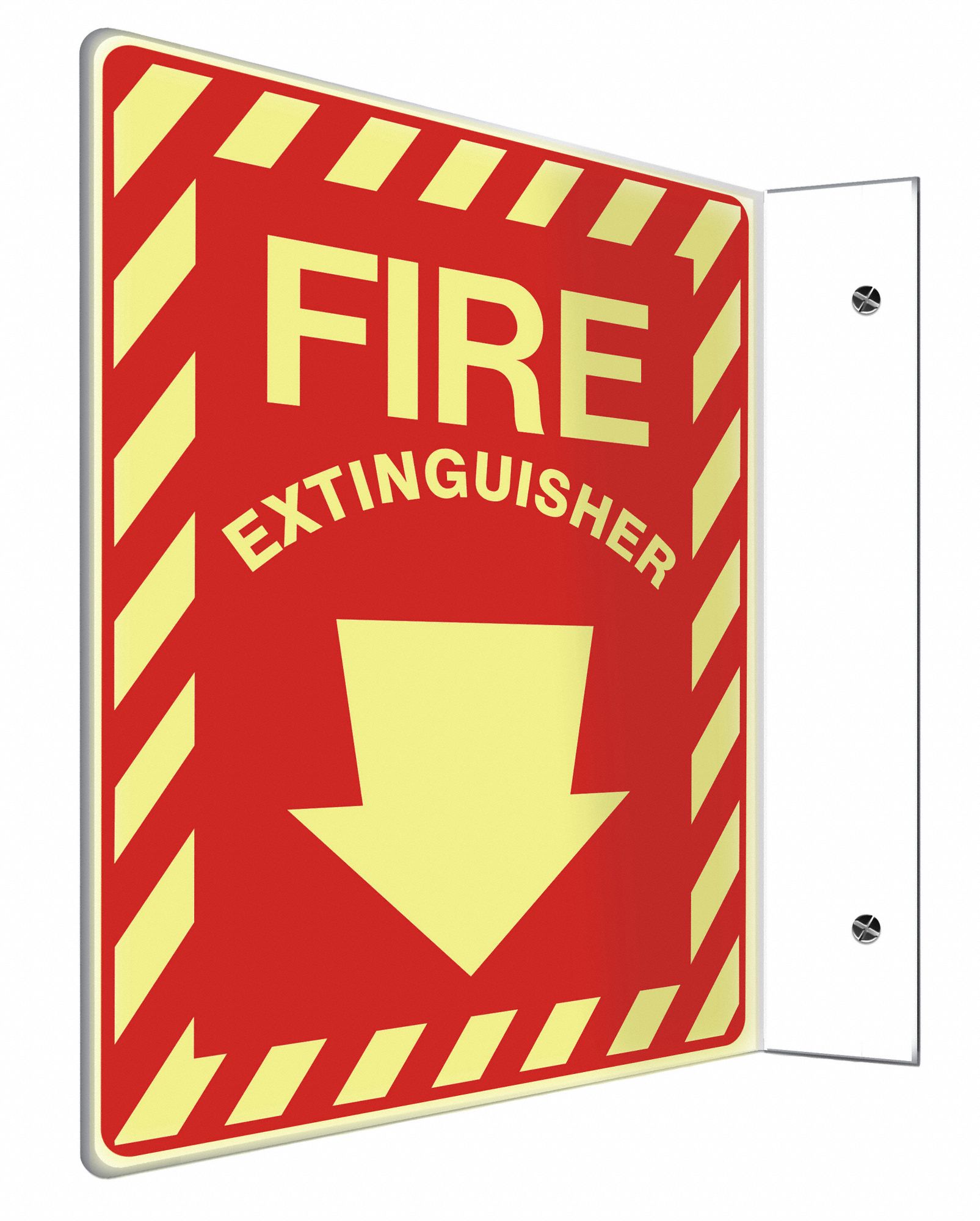 FIRE EQUIPMENT SIGN, NO HEADER, PLASTIC, 12 IN X 9 IN, WITH MOUNTING HOLES, L-SHAPED, NOT RETROREFLECTIVE
