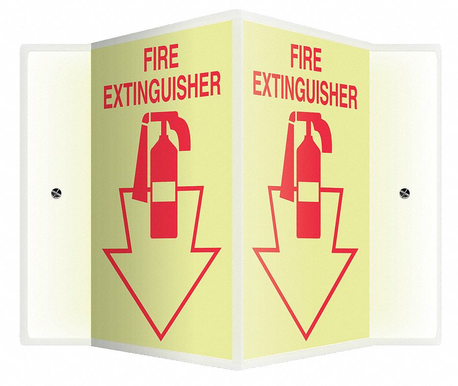 FIRE EQUIPMENT SIGN, NO HEADER, PLASTIC, 12 IN X 14 IN, WITH MOUNTING HOLES, V-SHAPED